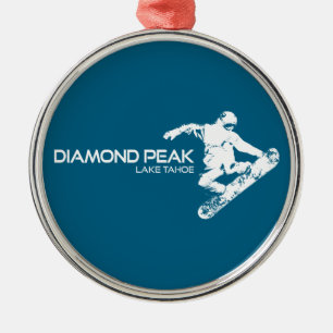 Diamond Peak Lake Tahoe Snowboarder Metal Ornament
