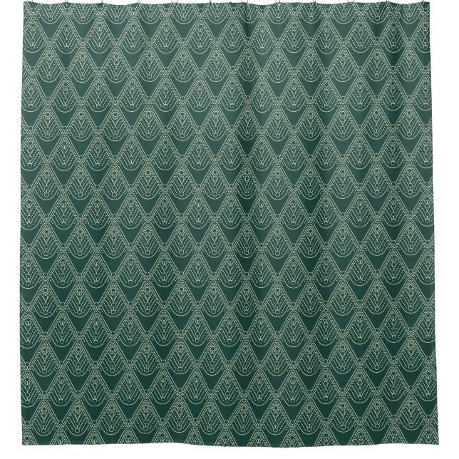 Diamond & Pearl Deco Shower Curtain / Hunter Green (Front)