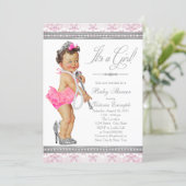 Diamond Pearl High Heels Little Lady Baby Shower Invitation (Standing Front)