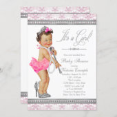 Diamond Pearl High Heels Little Lady Baby Shower Invitation (Front/Back)