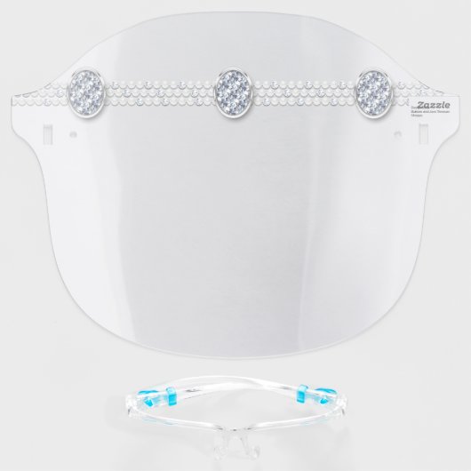 Diamond Pearl Princess Tiara Headband Face Shield (Front w/Glasses)