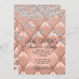 Diamond, Pearls and Bling Party Invitations