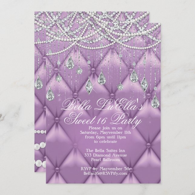 Diamond, Pearls and Bling Party Invitations (Front/Back)