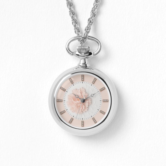 Diamond Peony Pastel Pink Watch (Front)
