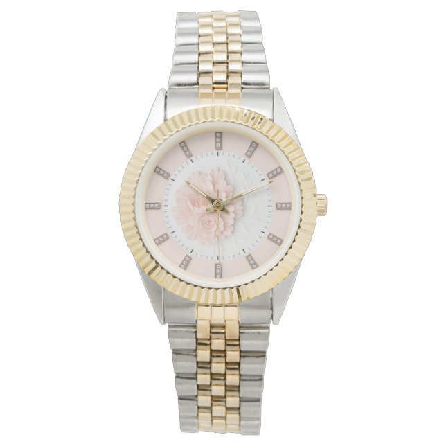 Diamond Peony Pastel Pink Watch (Front)