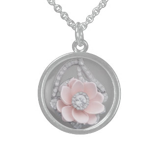 DIAMOND & PEONY STERLING SILVER NECKLACE