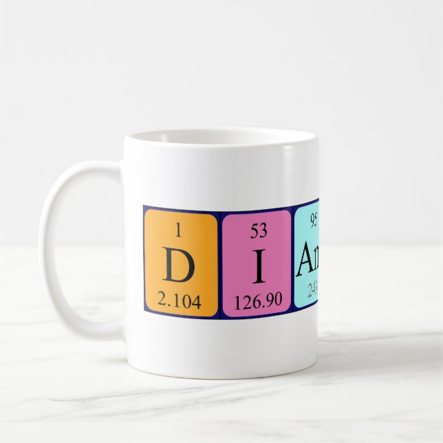 Diamond periodic table name mug (Left)