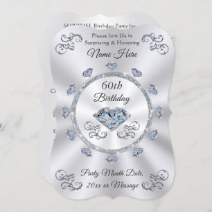 Diamond, Personalised 60th Birthday Invitations,
