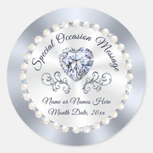 Diamond Personalised Stickers for Wedding Favours