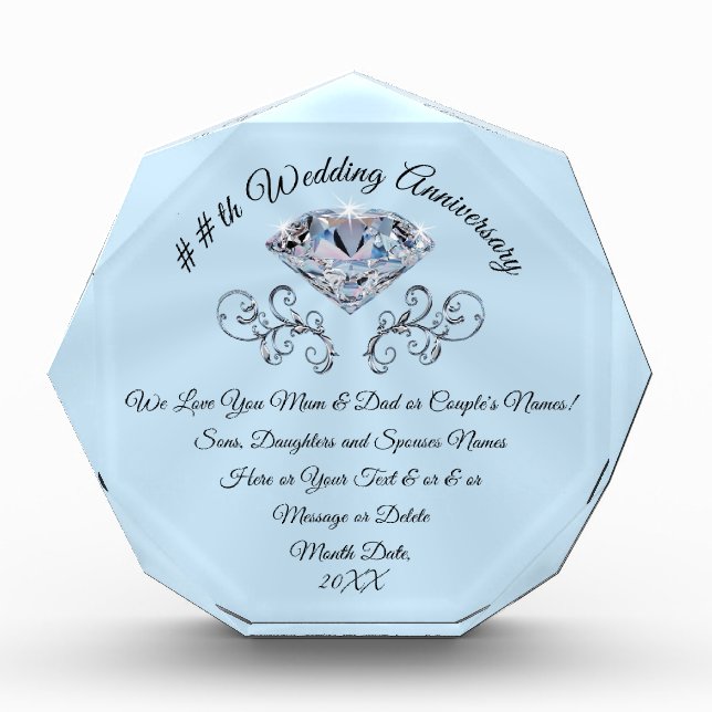 Diamond Personalised Wedding Anniversary Gifts (Front)