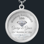 Diamond Personalized 10th Anniversary Gift to Wife Silver Plated Necklace<br><div class="desc">Diamond Personalized 10th Anniversary Gift to Wife Looking for a special way to celebrate 10 years of love with your wife? Our Diamond Personalized 10th Anniversary Gift is the perfect choice! This beautiful gift features a stunning diamond pendant that can be engraved with your wife's name, initials or a special...</div>