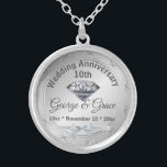 Diamond Personalized 10th Anniversary Gift to Wife Silver Plated Necklace<br><div class="desc">Diamond Personalized 10th Anniversary Gift to Wife Looking for a special way to celebrate 10 years of love with your wife? Our Diamond Personalized 10th Anniversary Gift is the perfect choice! This beautiful gift features a stunning diamond pendant that can be engraved with your wife's name, initials or a special...</div>