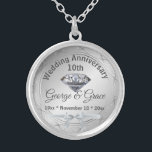 Diamond Personalized 10th Anniversary Gift to Wife Silver Plated Necklace<br><div class="desc">Diamond Personalized 10th Anniversary Gift to Wife Looking for a special way to celebrate 10 years of love with your wife? Our Diamond Personalized 10th Anniversary Gift is the perfect choice! This beautiful gift features a stunning diamond pendant that can be engraved with your wife's name, initials or a special...</div>