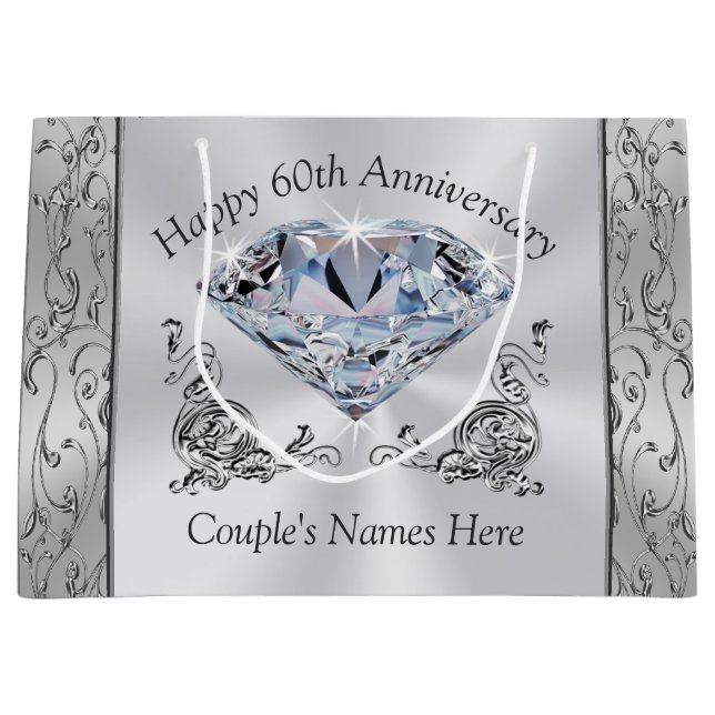 Diamond Personalized 60th Anniversary Gift Bags (Front)