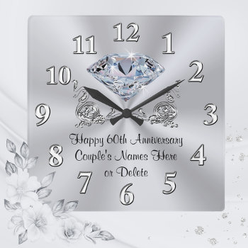 Diamond Personalized 60th Anniversary Gifts Clock by LittleLindaPinda at Zazzle