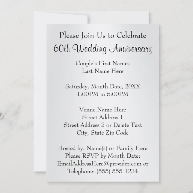 Diamond Personalized 60th Anniversary Invitations