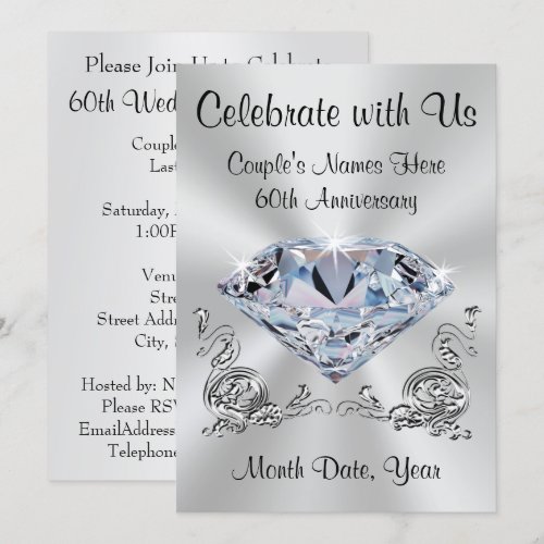Diamond Personalized 60th Anniversary Invitations
