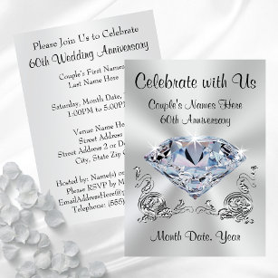 60th Wedding Anniversary Invitation printable/Digital File/Silver, 60th  Anniversary, Surprise, Dinner, Party/Wording can be changed