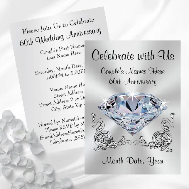 A 60th Diamond Wedding Anniversary Invite, Zazzle