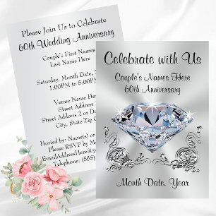 Diamond Personalized, 60th Anniversary Invitations