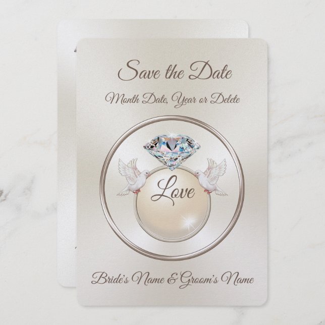 Diamond Personalized Save the Date Invitations (Front/Back)
