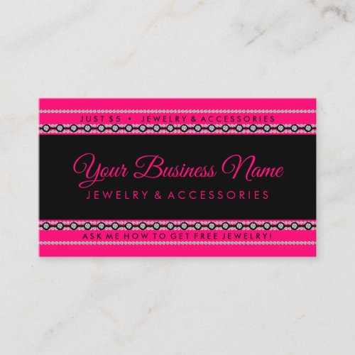 Diamond pink black jewelry business card