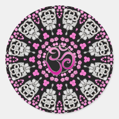 Diamond Pink Om Mandala Sticker