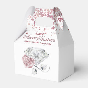 Diamond Pink Rose Gold Sweet Sixteen Favor Boxes