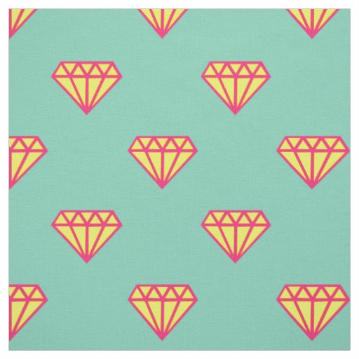 Diamond: pink, teal & yellow fabric