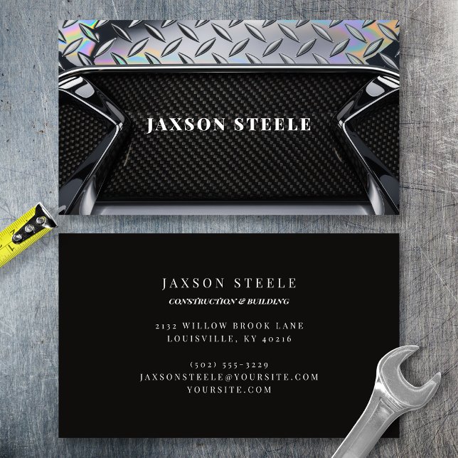 Diamond Plate and Carbon Fiber Professional  Business Card (Creator Uploaded)