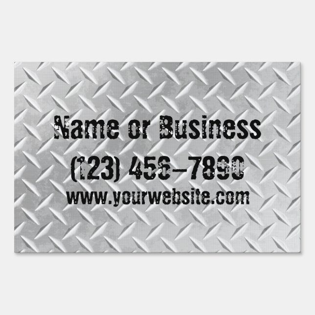 Diamond Plate Metal Digital Effect Yard Sign (Back)