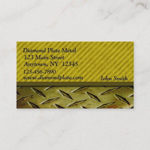 Customizable Diamond Plate Metal Gold Business Card Template