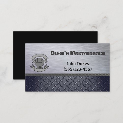 Diamond Plate Metal Handyman Maintenance Business Card