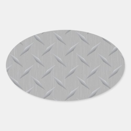 Diamond Plate Metal Oval Sticker