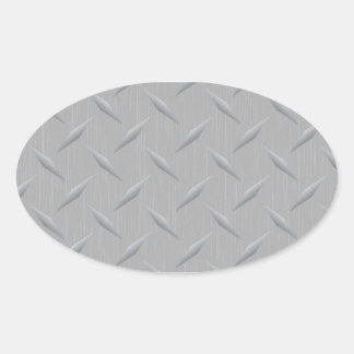 Diamond Plate Metal Oval Sticker