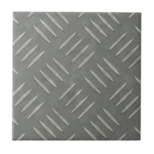 Diamond Plate Stainless Steel Textured Ceramic Tile