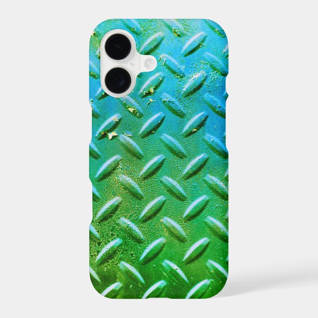 Diamond Plate Steel Green and Blue Case-Mate iPhone Case (Back)