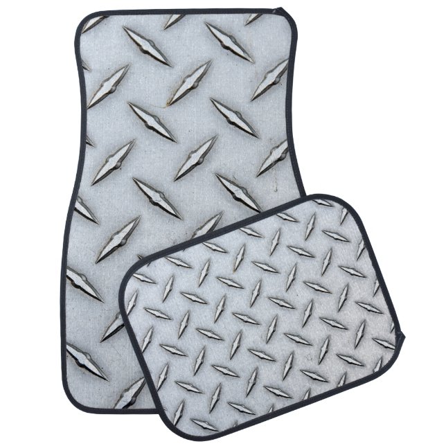 Diamond Plate Steel Pattern Car Floor Mat (Set)