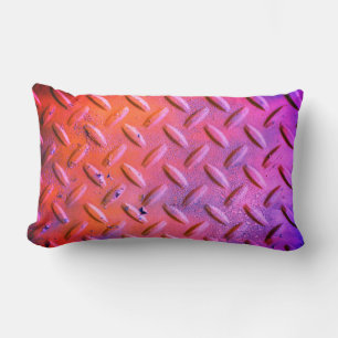 Diamond Plate Steel Purple and Orange Lumbar Pillow