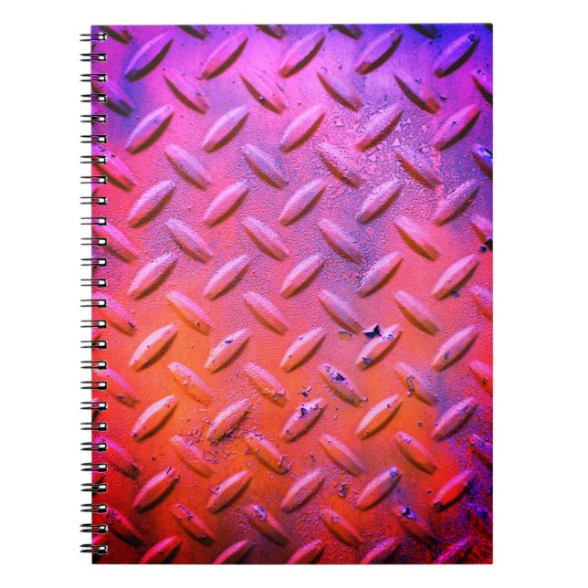 Diamond Plate Steel Purple and Orange Notebook (Front)