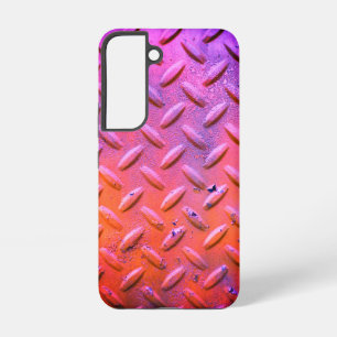 Diamond Plate Steel Purple and Orange Samsung Galaxy S22 Case
