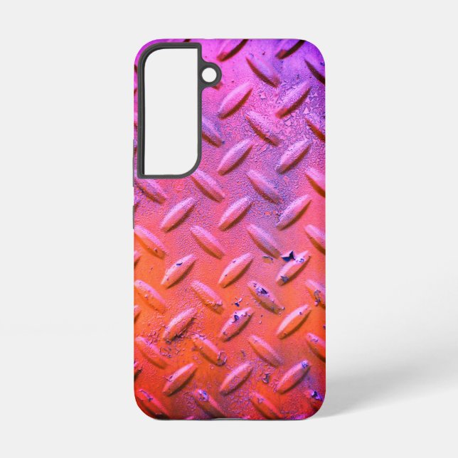 Diamond Plate Steel Purple and Orange Samsung Galaxy Case (Back)