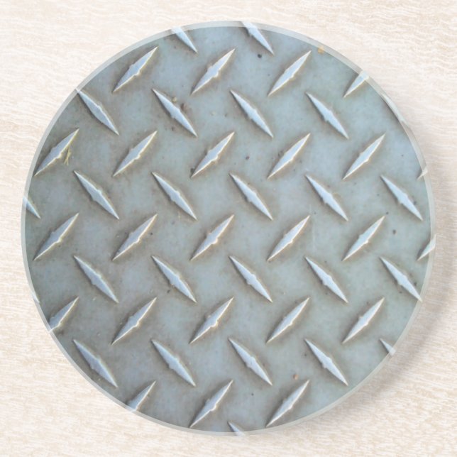 Diamond Plate Steel Sandstone Coaster (Front)
