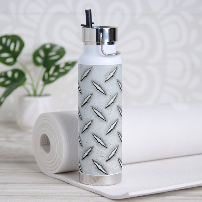 Diamond Plate Steel  Water Bottle (Yoga)
