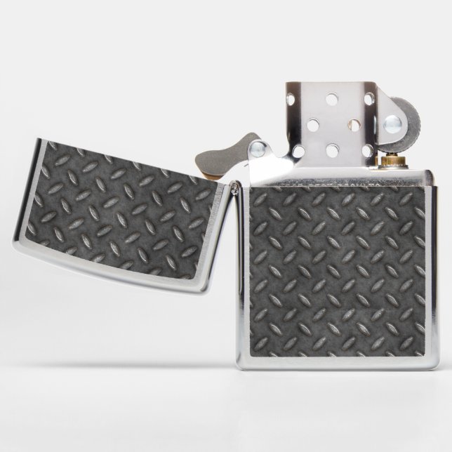 Diamond Plate Zippo Lighter (Opened)