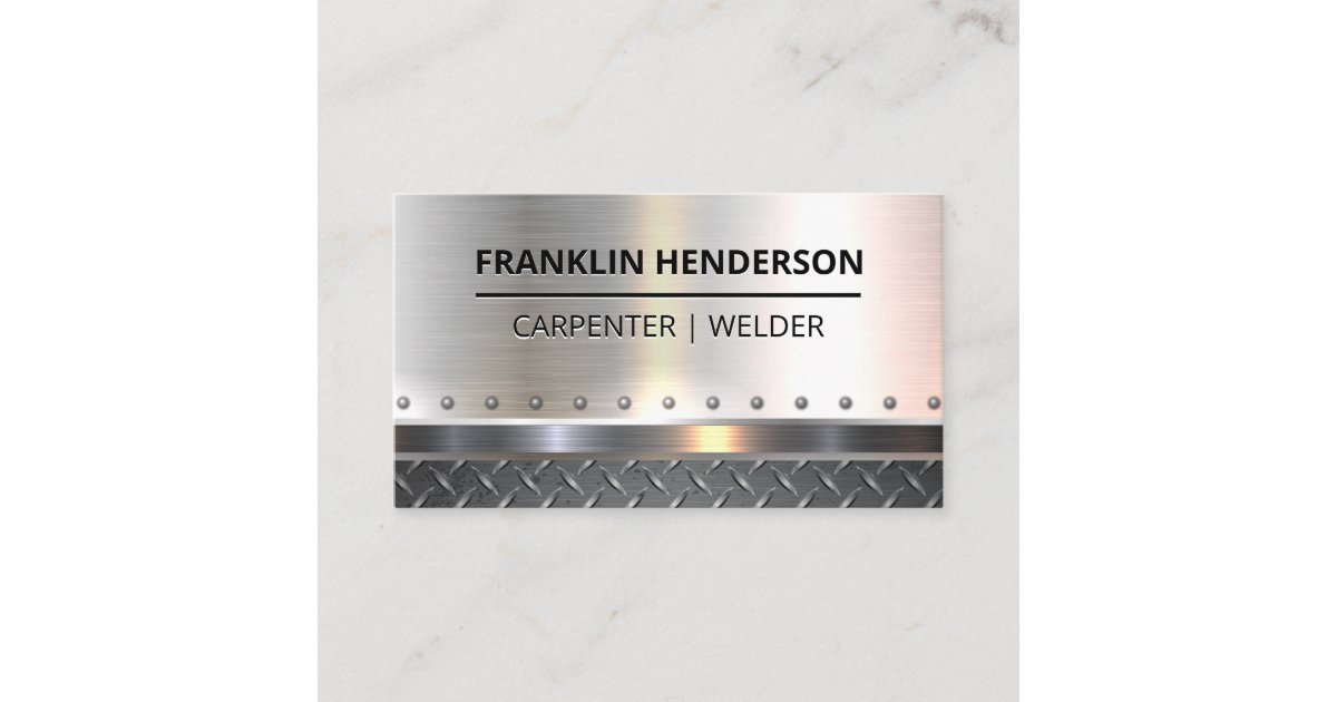 Diamond Plated Steel | Rivets | Metals Business Card | Zazzle