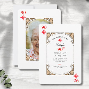 Diamond Playing Card 90th Birthday Invitation