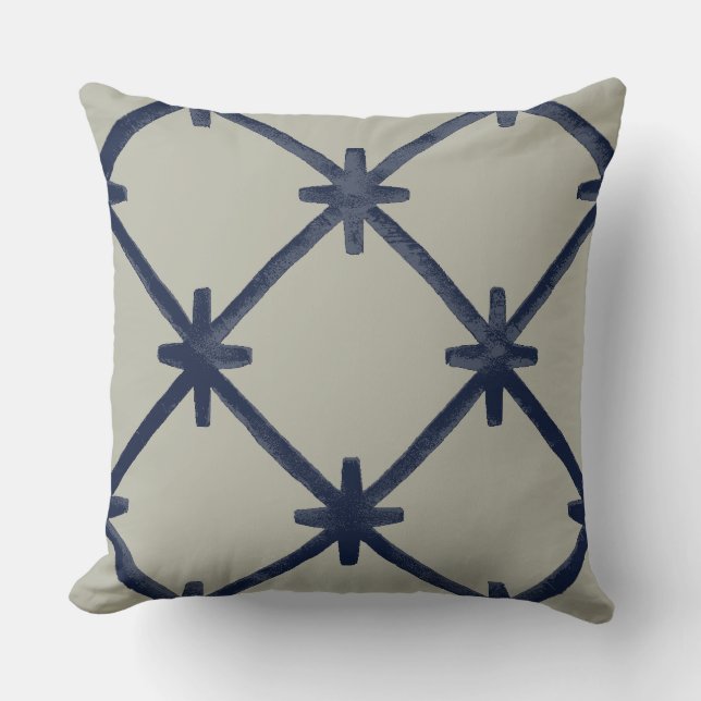 Diamond Plus Navy And Taupe Throw Pillow (Front)
