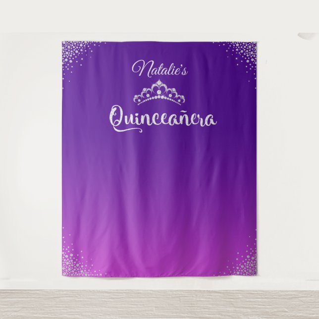 Diamond Princess Crown Quinceañera Backdrop (Front)