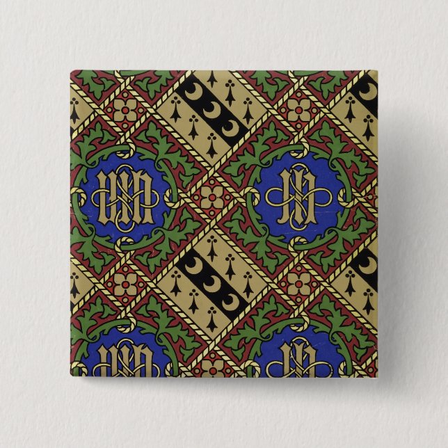 Diamond print ecclesiastical wallpaper design button (Front)